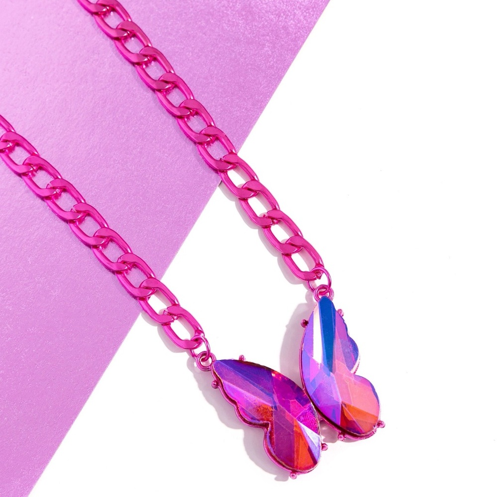 Pink Butterfly Necklace